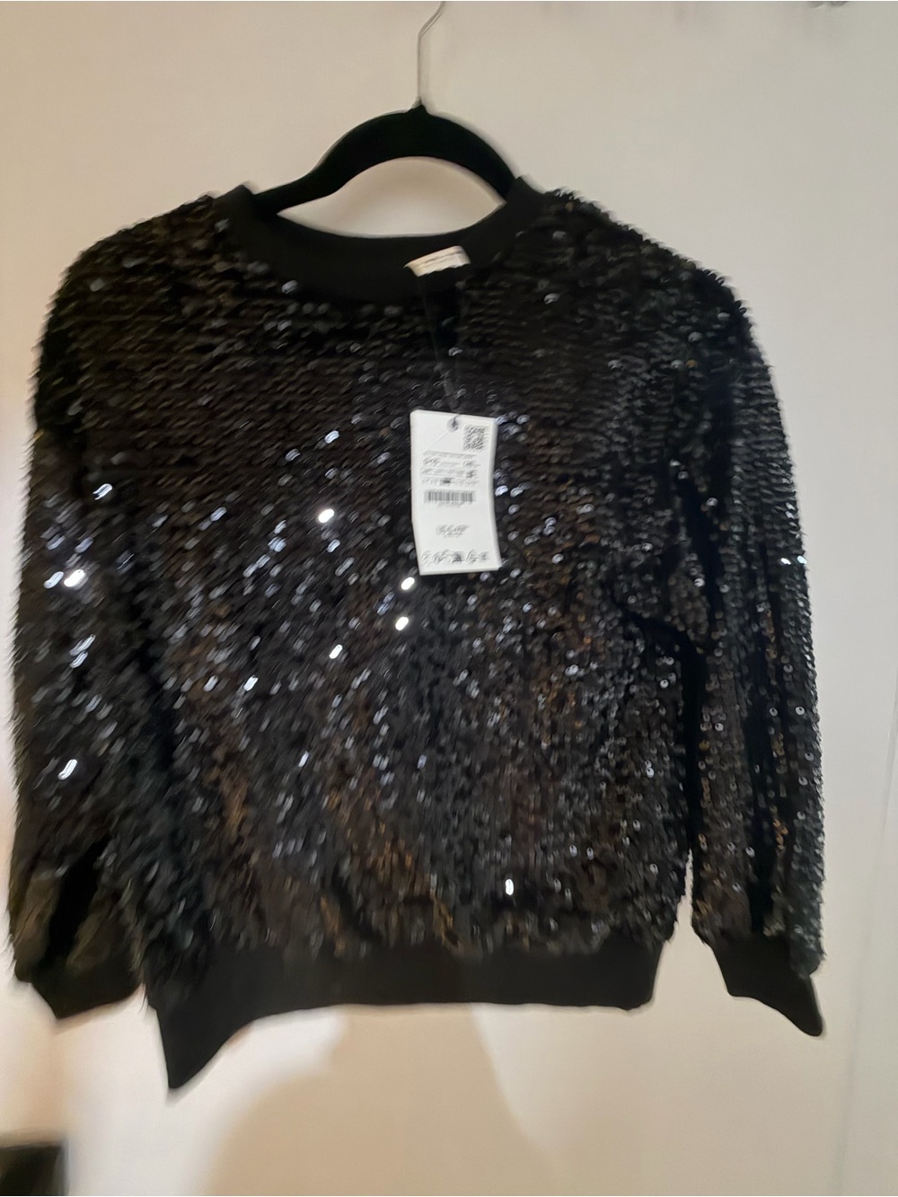 NWT Zara Black Sequin Crewneck Sweater - girls